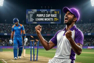 Intense wicket celebration by a bowler in the Purple Cap race — special feature by 1xbet.