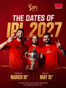 IPL 2027 Could Begin Earlier as BCCI Plans to Conclude Season by May 15 65 IPL 2027 Could Start Earlier With May 15 Finish