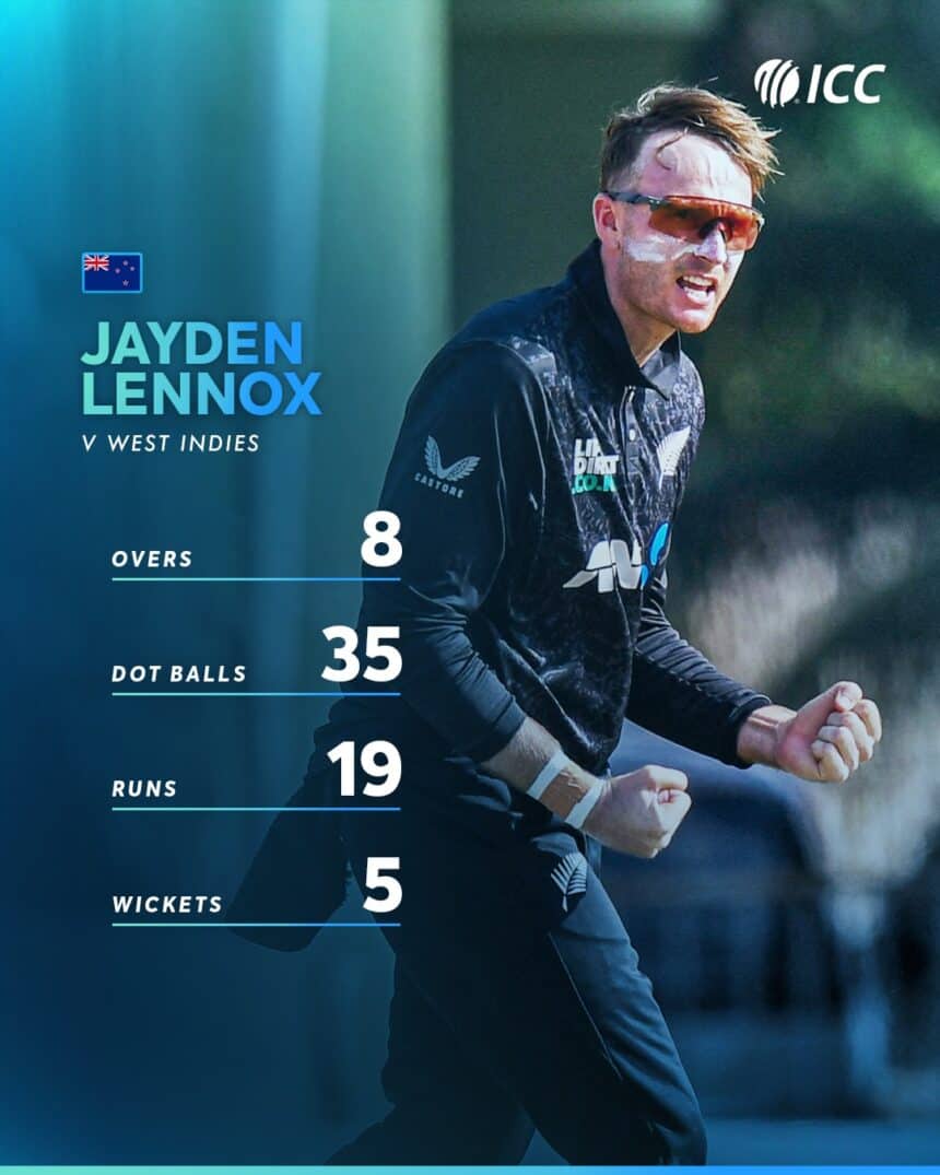 Jayden Lennox's Five-Wicket Haul Helps New Zealand Level ODI Series Against West Indies 31 Jayden Lennox takes 5-19 as New Zealand beat West Indies in 2nd ODI