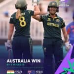 Australia Eliminate India with Six-Wicket Victory to Book Women’s T20 World Cup Semi-Final Against West Indies 38 Australia Knock India Out to Set Up West Indies Semi-Final